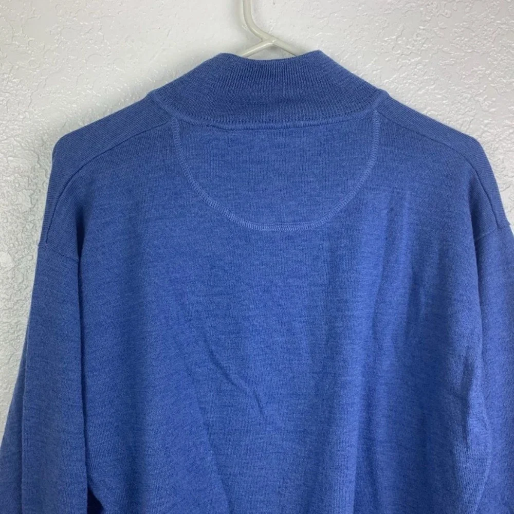 Orvis Men's Large Royal Blue 1/4 Zip Cotton Pullover Sweater